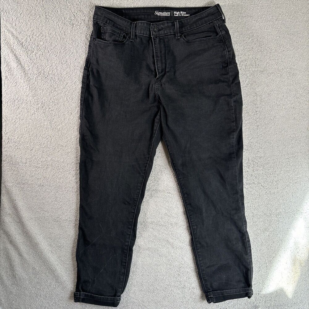 Levi’s Signature High Rise Skinny Ankle Jeans Womens Size 14 32x25 Black Stretch